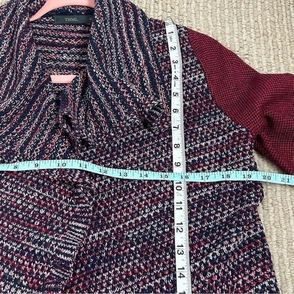 THML Colorblock Red, Navy, & White Draped Front Cardigan - Picture 12 of 12